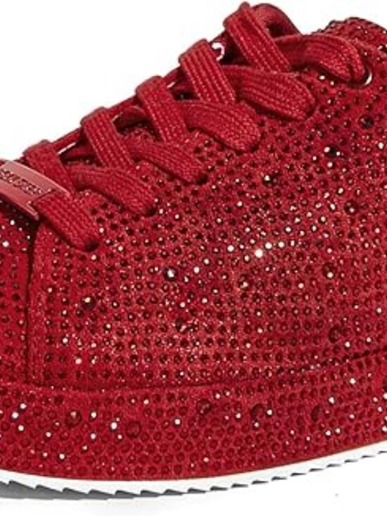 Shoes - Women's Red Stylish Sparkly Bling Rhinestone Fashion Glitter Non-Slip Sneakers